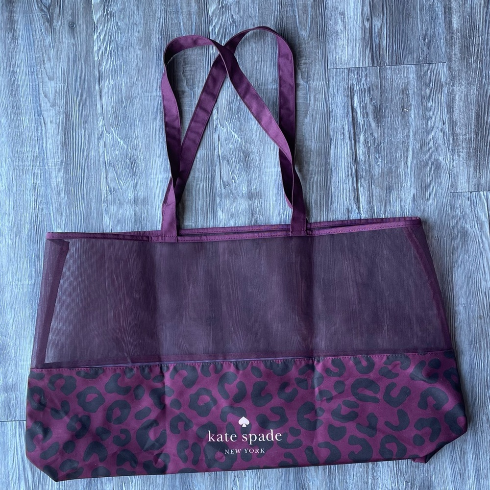 KATE SPADE Blackberry Preserve Leopard Print XLarge Mesh Tote Bag /Handbag